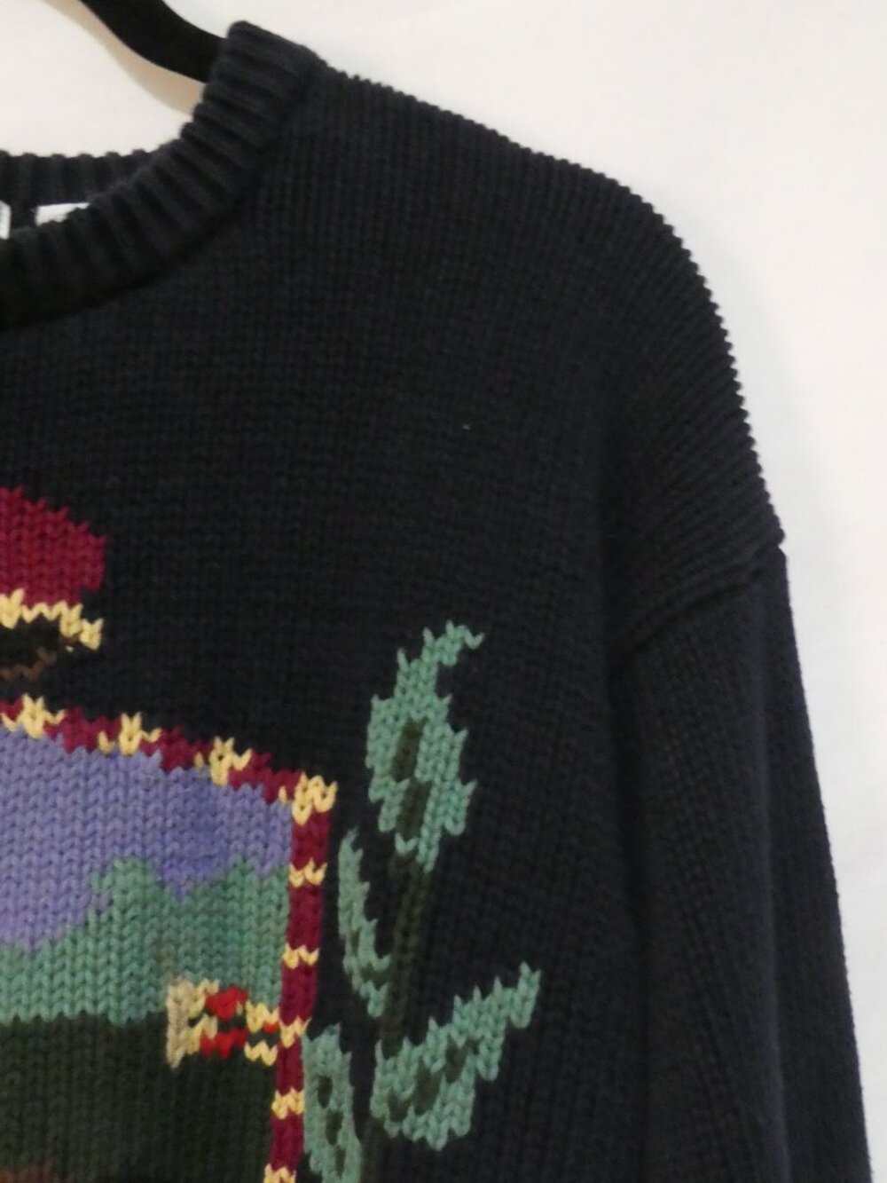 Vintage TABI INTERNATIONAL Equestrian Horse Crest Knit Sweater Navy - Size XL - Picture 7 of 16
